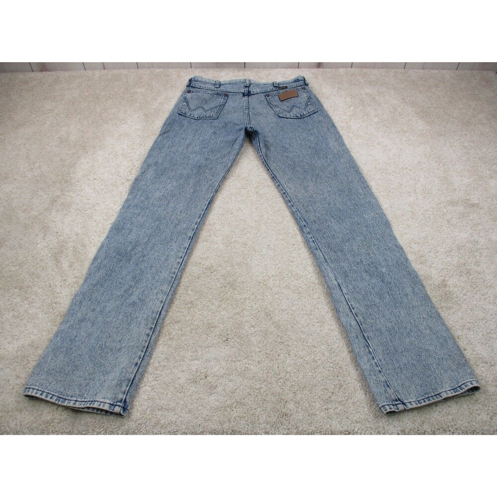 VINTAGE Wrangler Jeans Mens 34x35 Acid Wash 13MWZ Cowboy Straight Denim USA 90s